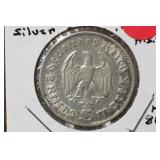 1936G  3rd Reich Silver Nazi 5 Reichs Mark