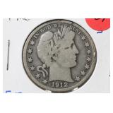 1912-S Barber Silver Half Dollar - Better Date
