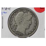 1915-D Barber Silver Half Dollar - Semi-Key Date