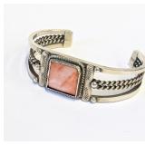 Sterling & Coral Cuff Bracelet     34.2g