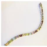 .925 Silver & Gemstone Bracelet     16.6g