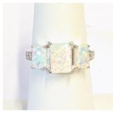 .925 Silver White Opal Ring Sz  7