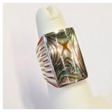 .925 Silver Abalone Shell Ring Size 6     CH