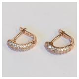 .925 Silver RG Plated Micro Pave Hoop Earr