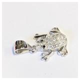 .925 Silver Micro Pave Frog Pendant       A