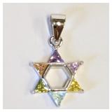 .925 Silver Multi-Gemstone Star of David Pe