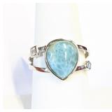 .925 Silver natural Larimar Pear Shape &