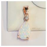 .925 Silver/RGP White Opal Pendant    L