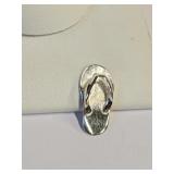 .925 Silver Plain Beach Flip Flop Sandal Pe