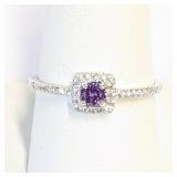 .925 Silver Amethyst Ring Sz 10    A