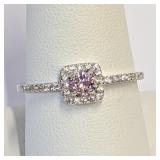 .925 Silver Pink & White CZ Size 10     A