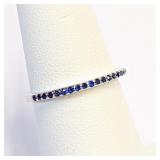 .925 Silver Blue Sapphire Band Ring Sz 6    A
