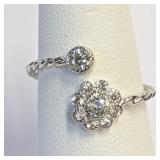 .925 Silver Heart Twisted Band Ring Sz 5    A
