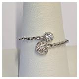 .925 Silver CZ Heart Twisted Band Ring  Sz 9    A