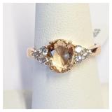 .925 Silver/RGP Morganite Ring Sz 8    S