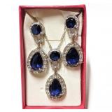 Austrian Deep Blue Crystal Earring and Necklace