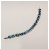 Beautiful Blue Turquoise Crystal Bracelet 7"