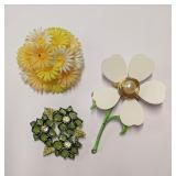 Lot of 3 Vintage Floral Pins