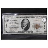 1929 $10 Minneapolis MN Brown Seal Bank Note