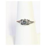 .925 Silver Abalone Heart Ring Sz 7   A