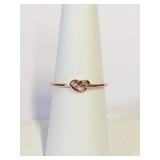 .925 Silver/RGP Love Knot Heart Ring Sz 7  H
