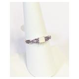 .925 Silver Opal & Amethyst Ring Sz 8   L