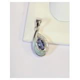 .925 Silver Tanzanite & Natural Larimar Pendant