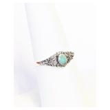 .925 Silver New Design Turquoise Ring Sz 7   A
