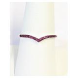 .925 Silver Ruby V Chevron Ring Sz 9  A