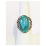 Silver Native American Turquoise Ring Sz 7   5