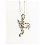.925 Silver Fairy Pendant and 17" Chain 2.4g   H