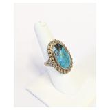 Silver Blue Turquoise Ring Sz  7.5  8.7g   S