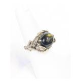 .925 Silver Tiger Eye Ring  Sz 6   7.2g   E