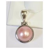 .925 Silver Reversible Pendant MOP & Pink Pearl