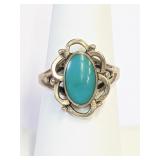 Sterling  Turquoise Ring Sz 7.5   4.4g   R