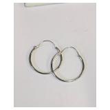 .75" Silver Hoop Earrings  C