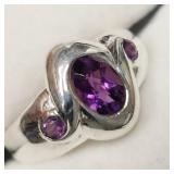 Silver Amethyst Ring Sz6