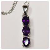 Sterling Silver Amethyst(3ct) Necklace