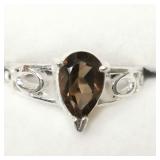 Silver Smokey Quartz Ring Sz6.5-7