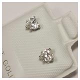 14K White Gold CZ 4*4Mm Earrings