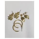 Lot of 3 Pair of Pierced Earrings