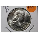 1963-D Silver Franklin Half Dollar
