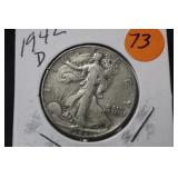 1942-D Walking Liberty Silver Half Dollar