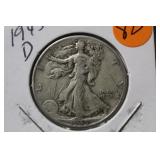 1945-D Walking Liberty Silver Half Dollar