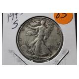 1945-S Walking Liberty Silver Half Dollar