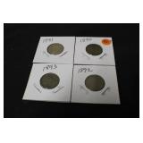 Lot of 4 Liberty Head V-Nickels