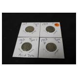 Lot of 4 Early Buffalo Nickels