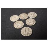 Lot of 6 Standing Liberty Silver Quarter