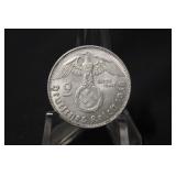 1938B Silver Nazi 2 Reichsmark Coin