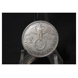 1938G Silver Nazi 2 Reichsmark Coin